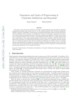 Guarantees and Limits of Preprocessing in Constraint Satisfaction and
  Reasoning