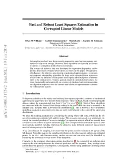 Fast and Robust Least Squares Estimation in Corrupted Linear Models
