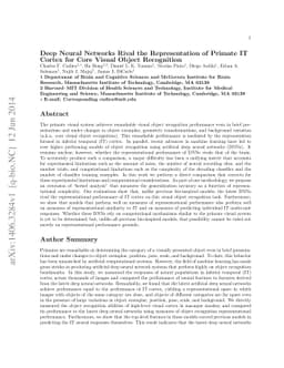 Deep Neural Networks Rival the Representation of Primate IT Cortex for
  Core Visual Object Recognition