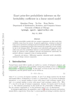 Exact prior-free probabilistic inference on the heritability coefficient
  in a linear mixed model