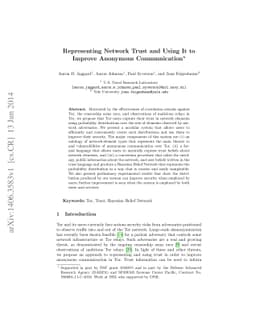 Representing Network Trust and Using It to Improve Anonymous
  Communication