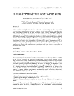 Mining of product reviews at aspect level