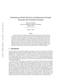 Simultaneous Model Selection and Optimization through Parameter-free
  Stochastic Learning