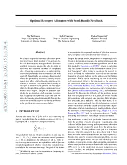 Optimal Resource Allocation with Semi-Bandit Feedback