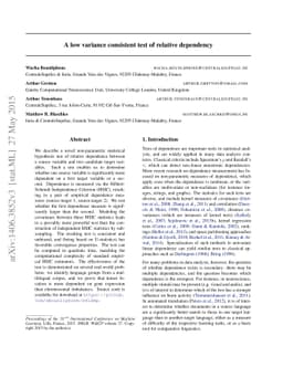 A low variance consistent test of relative dependency