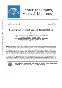 Learning An Invariant Speech Representation