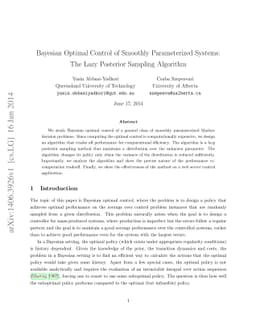 Bayesian Optimal Control of Smoothly Parameterized Systems: The Lazy
  Posterior Sampling Algorithm