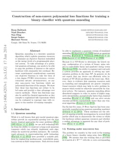 Construction of non-convex polynomial loss functions for training a
  binary classifier with quantum annealing