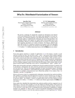DFacTo: Distributed Factorization of Tensors