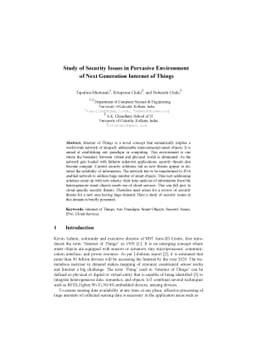 Study of Security Issues in Pervasive Environment of Next Generation
  Internet of Things