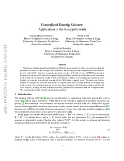 Generalized Dantzig Selector: Application to the k-support norm
