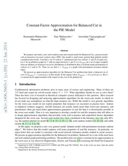 Constant Factor Approximation for Balanced Cut in the PIE model