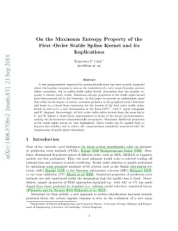 On the Maximum Entropy Property of the First-Order Stable Spline Kernel
  and its Implications