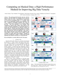 Computing on Masked Data: a High Performance Method for Improving Big
  Data Veracity