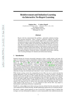 Reinforcement and Imitation Learning via Interactive No-Regret Learning