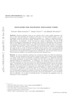 Emulators for stochastic simulation codes