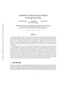 A Bimodal Co-Sparse Analysis Model for Image Processing