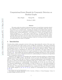 Computational Lower Bounds for Community Detection on Random Graphs