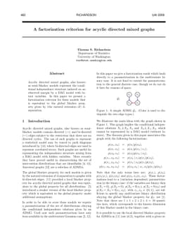 A factorization criterion for acyclic directed mixed graphs