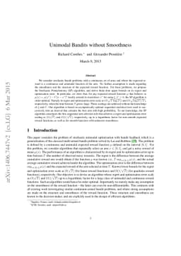 Unimodal Bandits without Smoothness