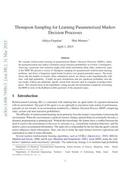 Thompson Sampling for Learning Parameterized Markov Decision Processes