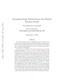 Streaming Graph Partitioning in the Planted Partition Model