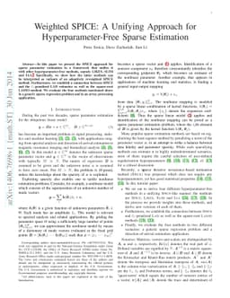 Weighted SPICE: A Unifying Approach for Hyperparameter-Free Sparse
  Estimation