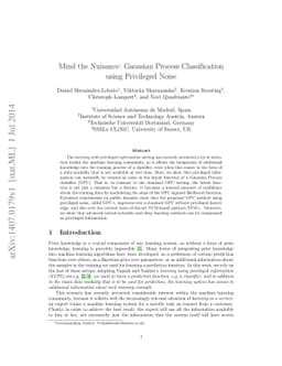 Mind the Nuisance: Gaussian Process Classification using Privileged
  Noise