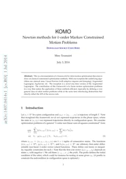 Newton methods for k-order Markov Constrained Motion Problems