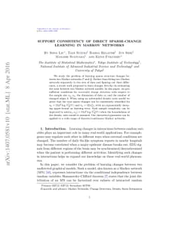 Support Consistency of Direct Sparse-Change Learning in Markov Networks