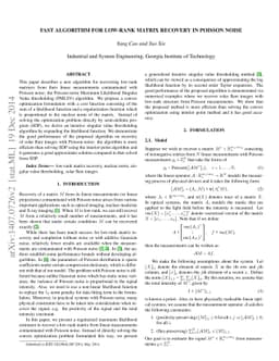Fast Algorithm for Low-rank matrix recovery in Poisson noise