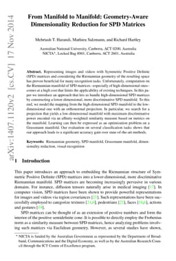 From Manifold to Manifold: Geometry-Aware Dimensionality Reduction for
  SPD Matrices