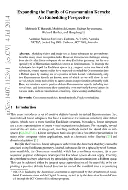 Expanding the Family of Grassmannian Kernels: An Embedding Perspective