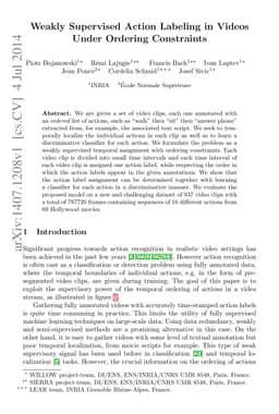 Weakly Supervised Action Labeling in Videos Under Ordering Constraints