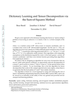 Dictionary Learning and Tensor Decomposition via the Sum-of-Squares
  Method