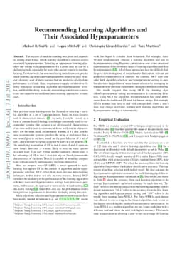 Recommending Learning Algorithms and Their Associated Hyperparameters