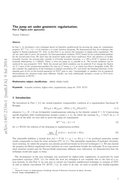 The jump set under geometric regularisation. Part 2: Higher-order
  approaches