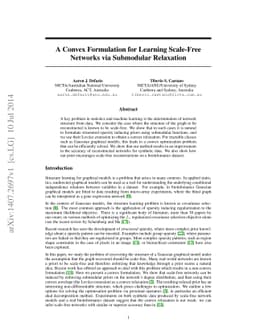 A Convex Formulation for Learning Scale-Free Networks via Submodular
  Relaxation
