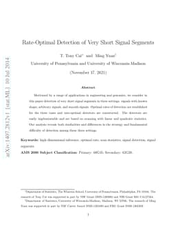Rate-Optimal Detection of Very Short Signal Segments