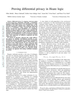 Proving differential privacy in Hoare logic
