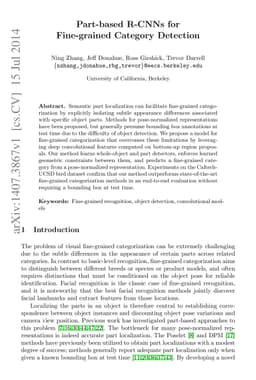 Part-based R-CNNs for Fine-grained Category Detection