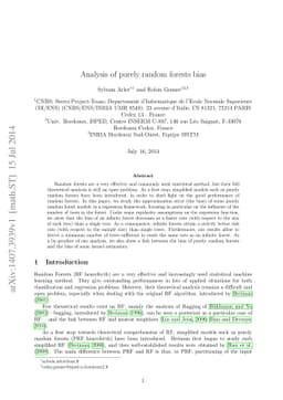 Analysis of purely random forests bias