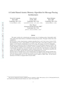 A Coded Shared Atomic Memory Algorithm for Message Passing Architectures