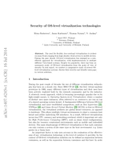 Security of OS-level virtualization technologies: Technical report