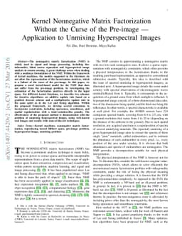 Kernel Nonnegative Matrix Factorization Without the Curse of the
  Pre-image - Application to Unmixing Hyperspectral Images