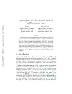 Sparse Quadratic Discriminant Analysis and Community Bayes