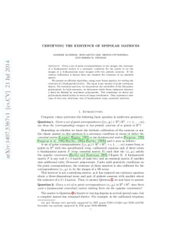Certifying the Existence of Epipolar Matrices