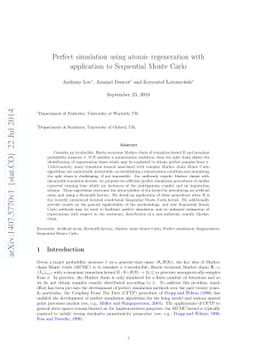 Perfect simulation using atomic regeneration with application to
  Sequential Monte Carlo