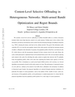 Content-Level Selective Offloading in Heterogeneous Networks:
  Multi-armed Bandit Optimization and Regret Bounds