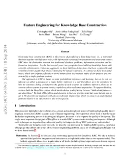 Feature Engineering for Knowledge Base Construction